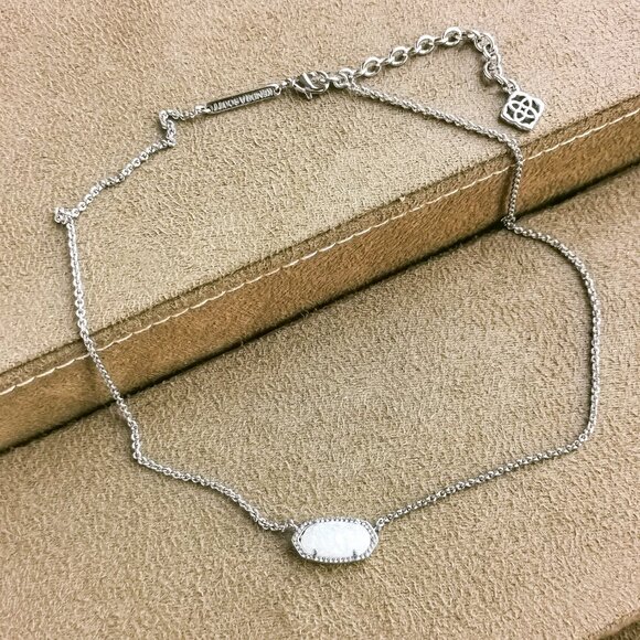 Kendra Scott Elisa Necklace, Silver Drusy - Picture 3 of 3
